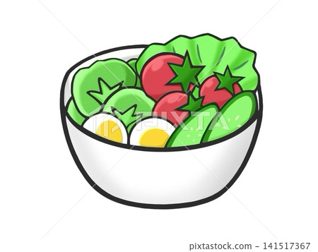 一份主要由蔬菜製成的健康沙拉的插圖 141517367