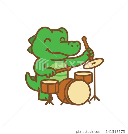 cute crocodile playing drums cute crocodile playing drums 141518575