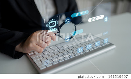 Modern AI chatbot service dashboard with automated AI support. Corpus Modern AI chatbot service dashboard with automated AI support. Corpus 141519497