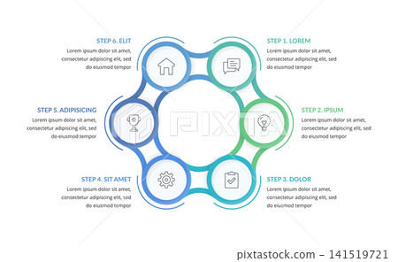 Six Step Circular Business Infographic Template Six Step Circular Business Infographic Template 141519721