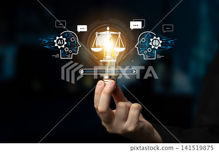 Conceptual image of artificial intelligence and legal balance symbolizing the intersection of technology and law in a modern digital landscape. Entropy Conceptual image of artificial intelligence and legal balance symbolizing the intersection of technology and law in a modern digital landscape. Entropy 141519875