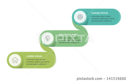 Business Infographic Step Diagram Template With Three Steps 141519888