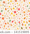 Autumn Leaves and Forest Elements Seamless Pattern 141519895