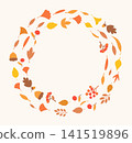 Flat Autumn Wreath Frame Template 141519896