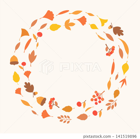 Flat Autumn Wreath Frame Template Flat Autumn Wreath Frame Template 141519896