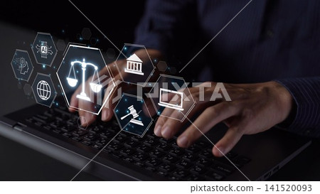 Digital law interface displaying justice scale, highlighting digital law Muxer Digital law interface displaying justice scale, highlighting digital law Muxer 141520093