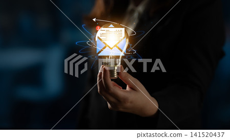 Concept of innovation and communication with a light bulb symbolizing email delivery, showcasing creativity and modern technology in business solutions. Entropy Concept of innovation and communication with a light bulb symbolizing email delivery, showcasing creativity and modern technology in business solutions. Entropy 141520437