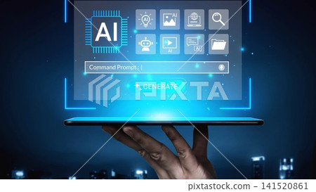 Digital Interface Displaying Artificial Intelligence Features and Options on a Laptop Screen with Hands in Dark Urban Background Gluon Digital Interface Displaying Artificial Intelligence Features and Options on a Laptop Screen with Hands in Dark Urban Background Gluon 141520861