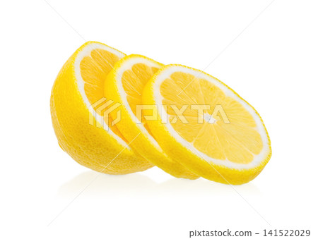 Fresh Sliced Lemon Isolated on White Background Close Up Fresh Sliced Lemon Isolated on White Background Close Up 141522029