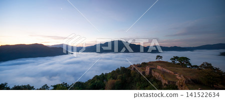 Dawn at Takeda Castle Ruins, Panorama Dawn at Takeda Castle Ruins, Panorama 141522634