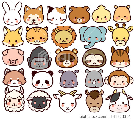 可愛的動物臉插圖集 141523305