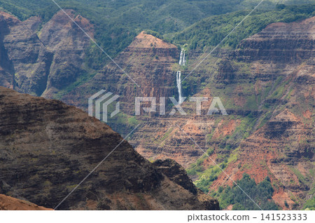 Waimea Canyon Falls and Red Cliffs Waimea Canyon Falls and Red Cliffs 141523333