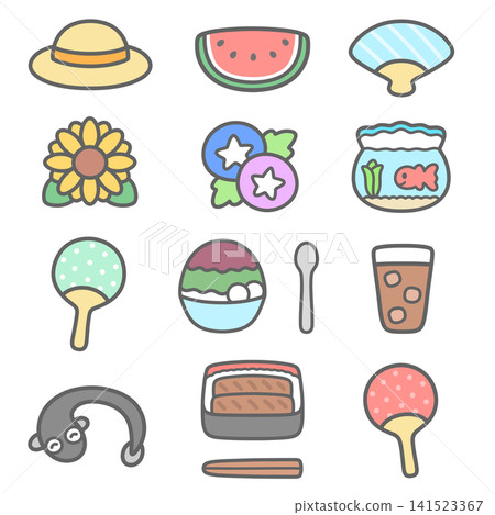 A set of cute summer-themed illustrations A set of cute summer-themed illustrations 141523367