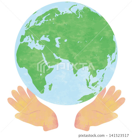 Earth held in both hands | Illustration for environmental conservation, SDGs, and protecting the future Earth held in both hands | Illustration for environmental conservation, SDGs, and protecting the future 141523517