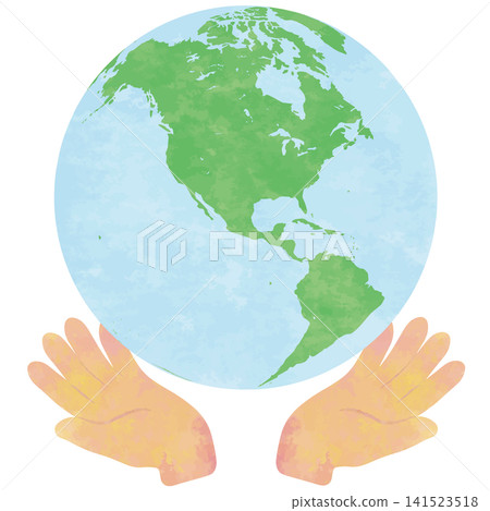 Earth held in both hands | Illustration for environmental conservation, SDGs, and protecting the future Earth held in both hands | Illustration for environmental conservation, SDGs, and protecting the future 141523518