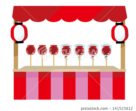 Illustration of a candy apple stall at a festival Illustration of a candy apple stall at a festival 141523812