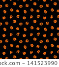 Hand Drawn Halloween Pumpkin Seamless Pattern on Black Background 141523990