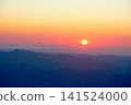 Sunrise from Torii Pass on Mt. Akagi, with the morning sky and the silhouette of Mt. Tsukuba visible in the distance. Ver2 141524000