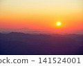 Sunrise from Torii Pass on Mt. Akagi, with the morning sky and the silhouette of Mt. Tsukuba visible in the distance. Ver1 141524001