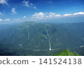 A panoramic view of magnificent mountain ranges and a clear blue sky. 141524138