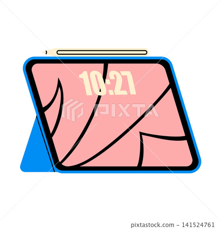Cute digital tablet with stylus pencil vector Cute digital tablet with stylus pencil vector 141524761