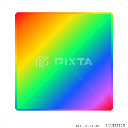 An illustration of a rainbow-colored square plate. Rainbow-colored gradient background. 141525125