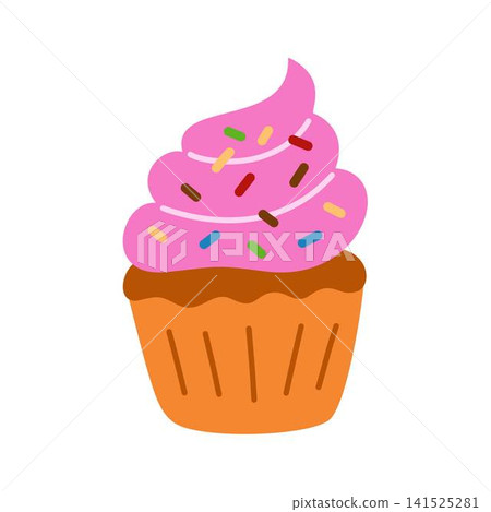 cupcake with pink frosting and sprinkles cupcake with pink frosting and sprinkles 141525281