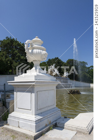 Vienna, Austria - June 18, 2023: Neptune Fountain in the Schoenbrunn Palace Park Vienna, Austria - June 18, 2023: Neptune Fountain in the Schoenbrunn Palace Park 141525919