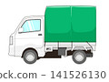 Vector illustration of a light truck with a side-facing cargo bed cover. 141526130