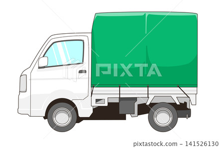 Vector illustration of a light truck with a side-facing cargo bed cover. 141526130