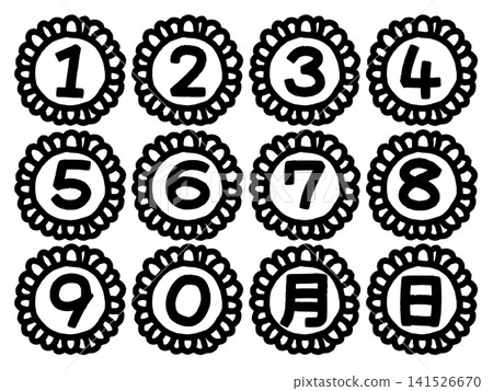 A set of hand-drawn style number frames for calendars - sunflower design (line art) A set of hand-drawn style number frames for calendars - sunflower design (line art) 141526670