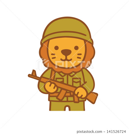 cute lion as a soldier 141526724
