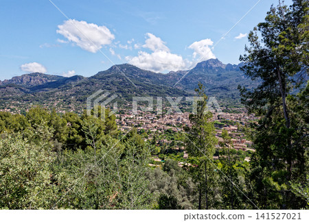 Vintage train in Soller, Mallorca, Spain - on the way to Soller - public transport transit transportation railway Vintage train in Soller, Mallorca, Spain - on the way to Soller - public transport transit transportation railway 141527021