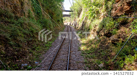 Vintage train in Soller, Mallorca, Spain - on the way to Soller - public transport transit transportation railway Vintage train in Soller, Mallorca, Spain - on the way to Soller - public transport transit transportation railway 141527032