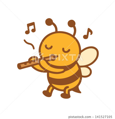 cute bee playing the flute cute bee playing the flute 141527105