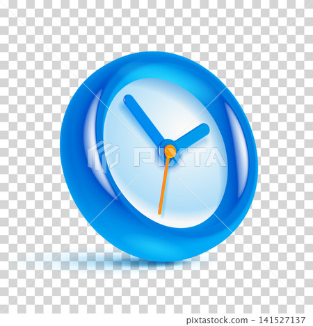 Glossy blue 3D clock icon isolated on transparent background. Modern symbol of time management, reminder, deadline, productivity, schedule and business planning. Glossy blue 3D clock icon isolated on transparent background. Modern symbol of time management, reminder, deadline, productivity, schedule and business planning. 141527137