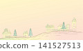 Pastel Village Landscape Banner with Large Copy Space Paper Cut Vector 141527513