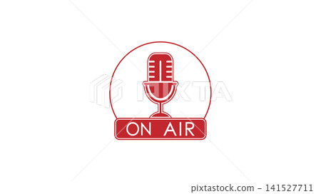 The microphone icon with the inscription ON AIR. An icon for a podcast, app, or website. The idea of creative design The microphone icon with the inscription ON AIR. An icon for a podcast, app, or website. The idea of creative design 141527711