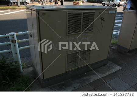 I took a picture of a transformer installed on the sidewalk. 141527788