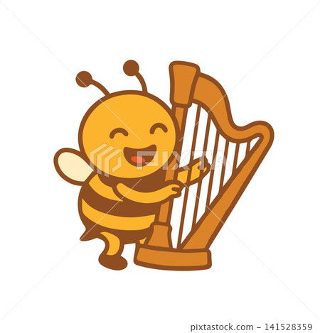 cute bee playing harp 141528359