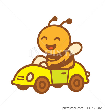cute bee riding a car 141528364