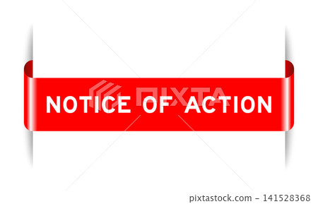 Red color inserted label banner with word notice of action on white background Red color inserted label banner with word notice of action on white background 141528368