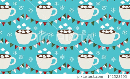 Christmas Hot Cocoa Seamless Pattern Surface Design Vector Background Christmas Hot Cocoa Seamless Pattern Surface Design Vector Background 141528393