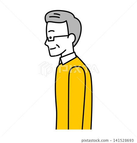 An elderly man facing directly to the side. 141528693