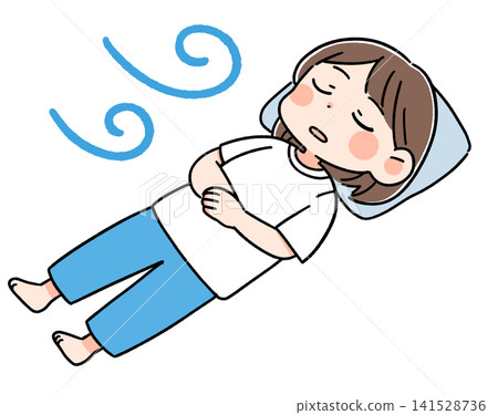 An illustration of a person sleeping in a cool place. An illustration of a person sleeping in a cool place. 141528736