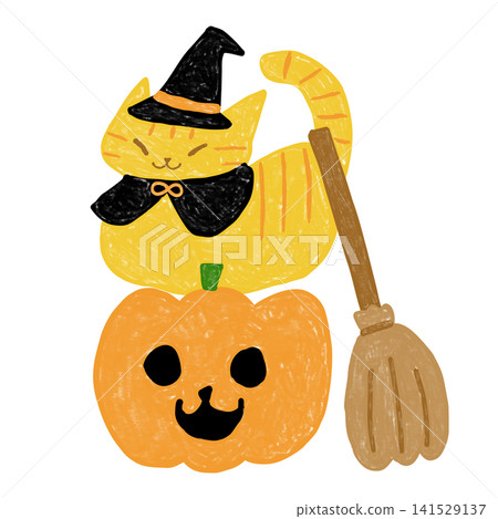 A tabby cat and a pumpkin for Halloween A tabby cat and a pumpkin for Halloween 141529137