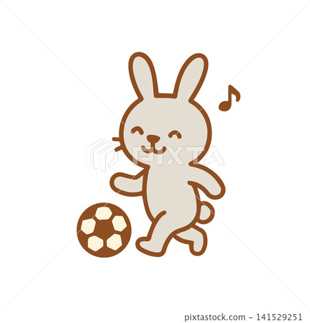 cute rabbit playing football cute rabbit playing football 141529251