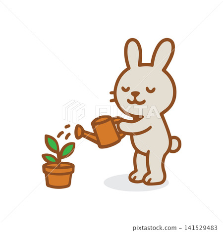 cute rabbit watering plants cute rabbit watering plants 141529483