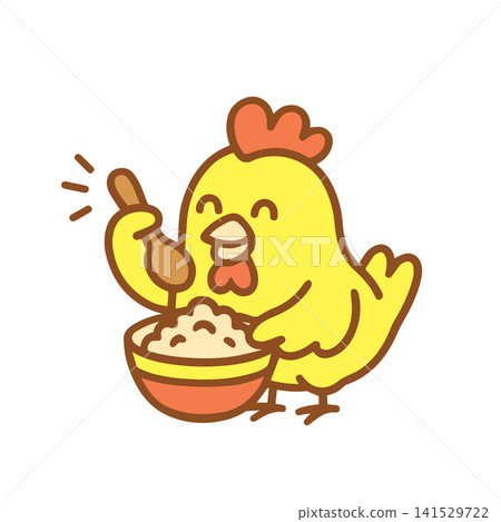 cute chicken eating 141529722