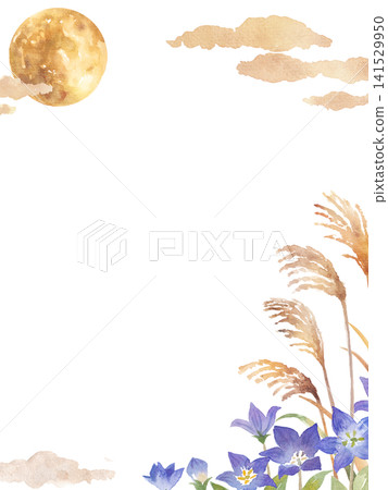 滿月的水彩畫框 滿月的水彩畫框 141529950